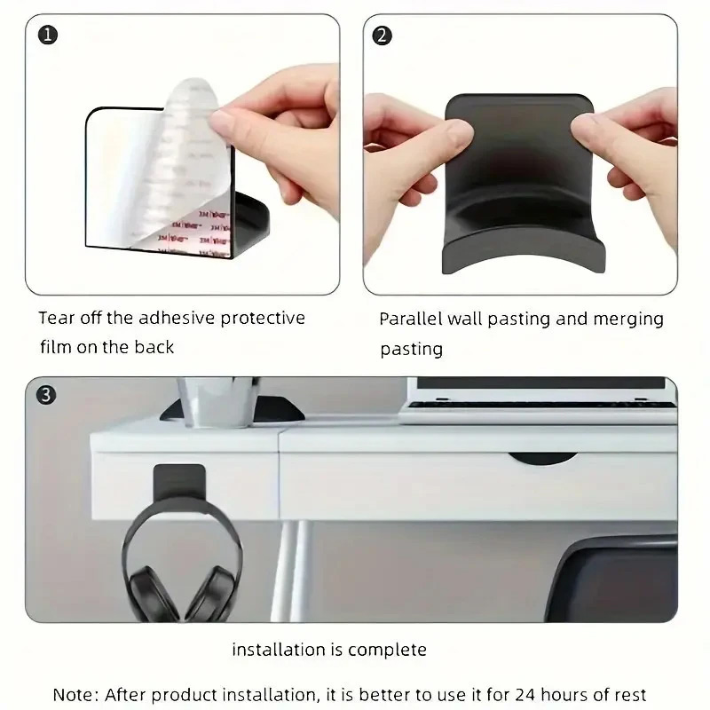 4Pcs Black Adhesive Headphone  - Headphone Stand Desk บทวิจารณ์และราคา