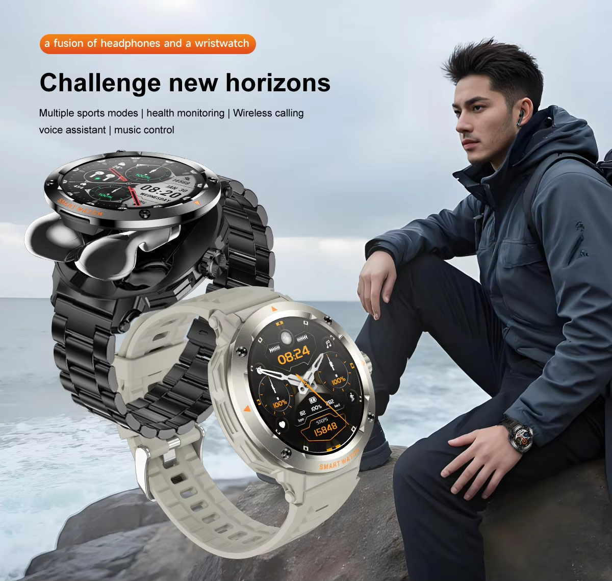 NFC Smart Watch Wireless Earph - Earbuds Charging Case บทวิจารณ์และราคา