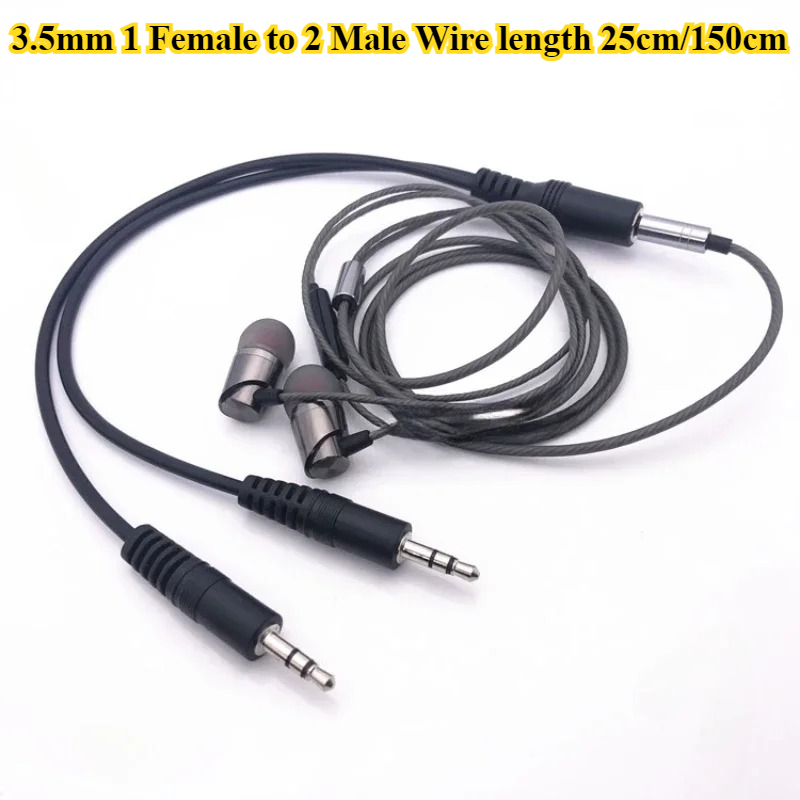 2/5Pcs/lot 3.5mm 1 to 2 Audio  - Earphone Splitter Jack บทวิจารณ์และราคา