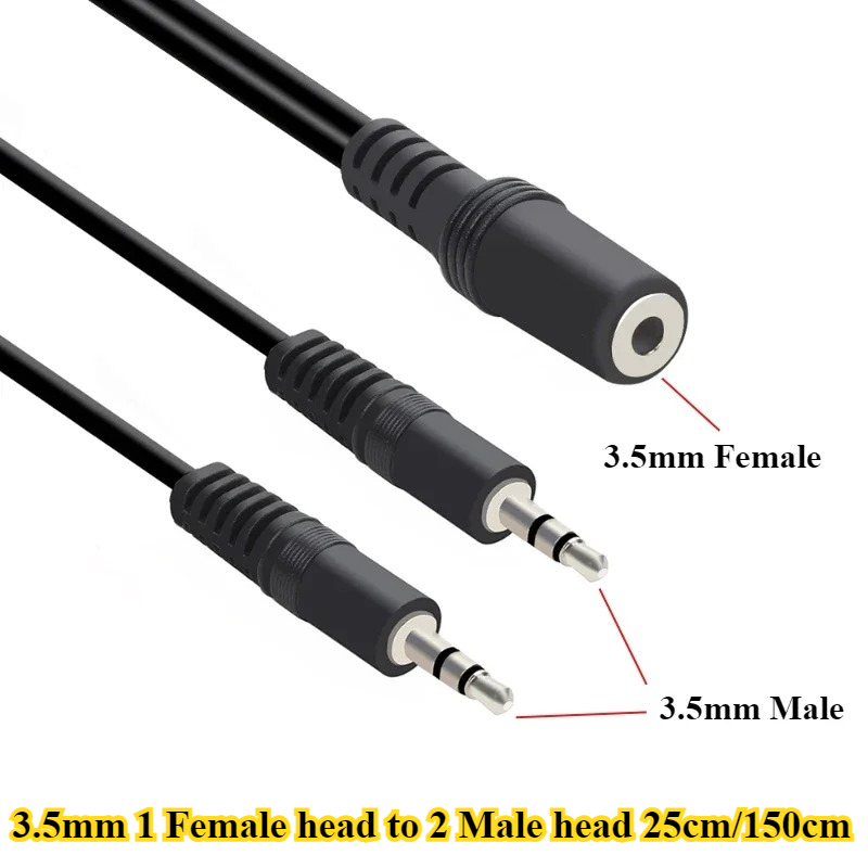 2/5Pcs/lot 3.5mm 1 to 2 Audio  - Earphone Splitter Jack บทวิจารณ์และราคา