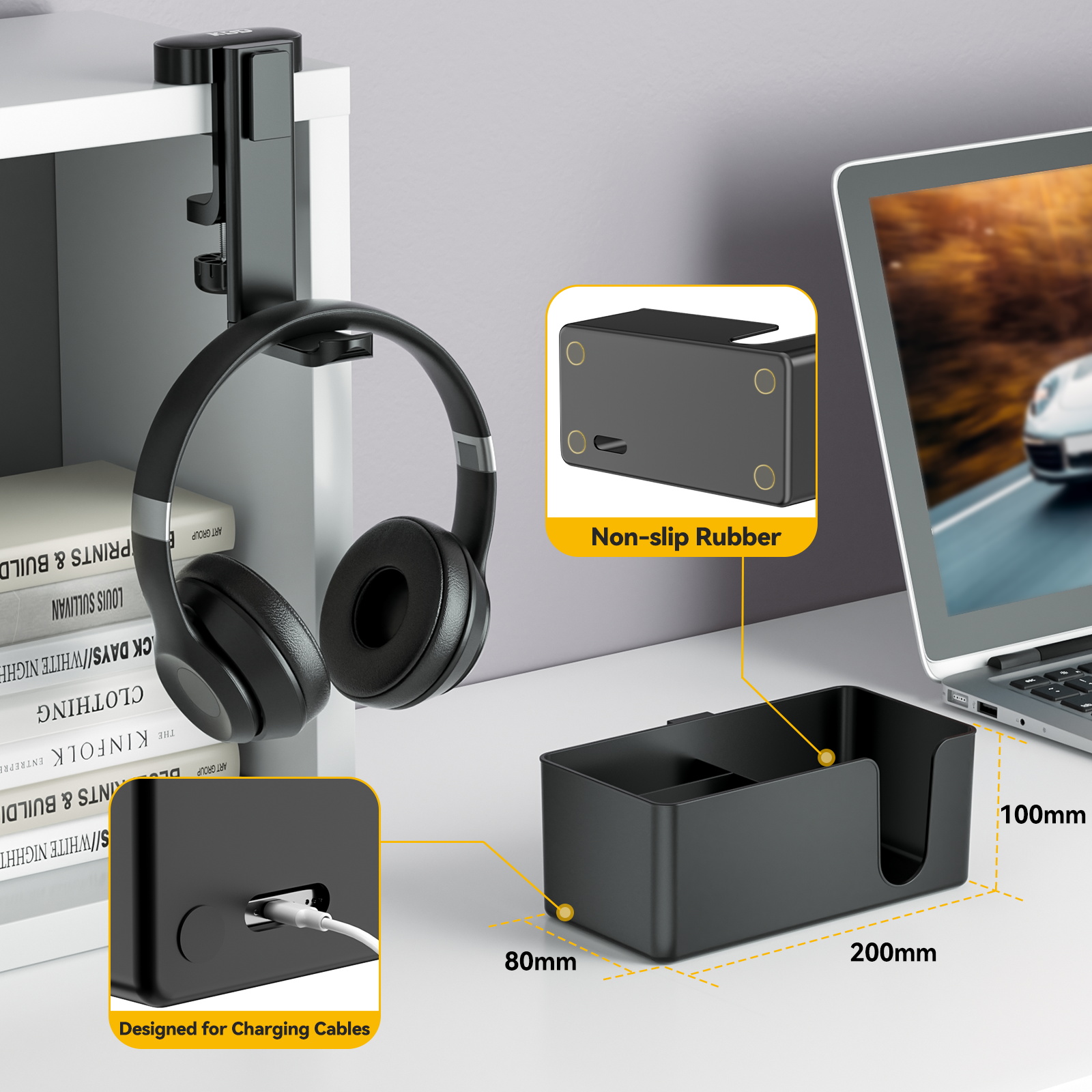 4 in 1 Desk Headphone Hanger C - Headphone Stand Desk บทวิจารณ์และราคา