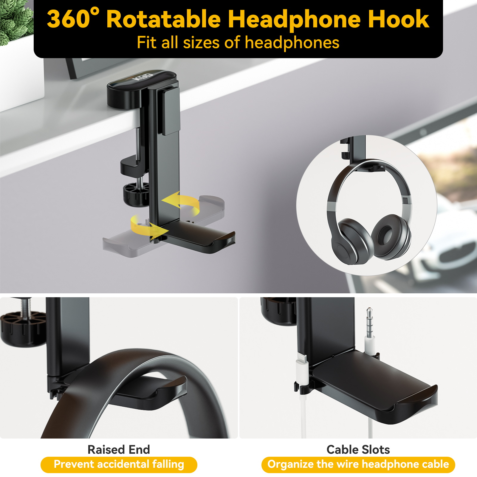 4 in 1 Desk Headphone Hanger C - Headphone Stand Desk บทวิจารณ์และราคา