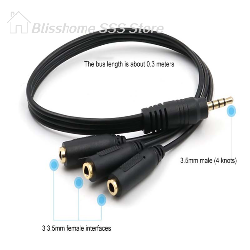 【S】3.5mm 3 Way Port Aux Multi  - Earphone Splitter Jack บทวิจารณ์และราคา