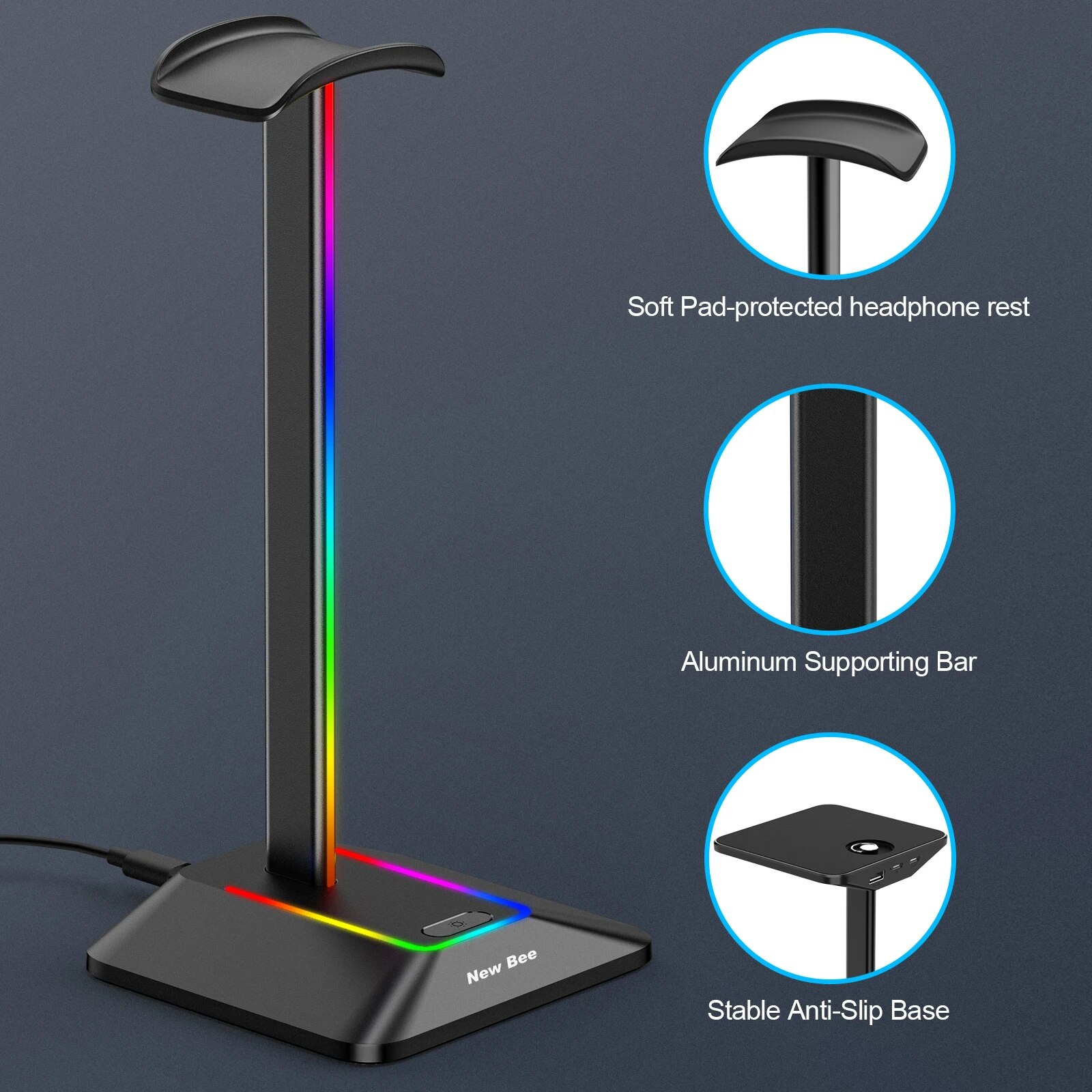 New Bee Z8 RGB Headphones Stan - Headphone Stand Desk บทวิจารณ์และราคา