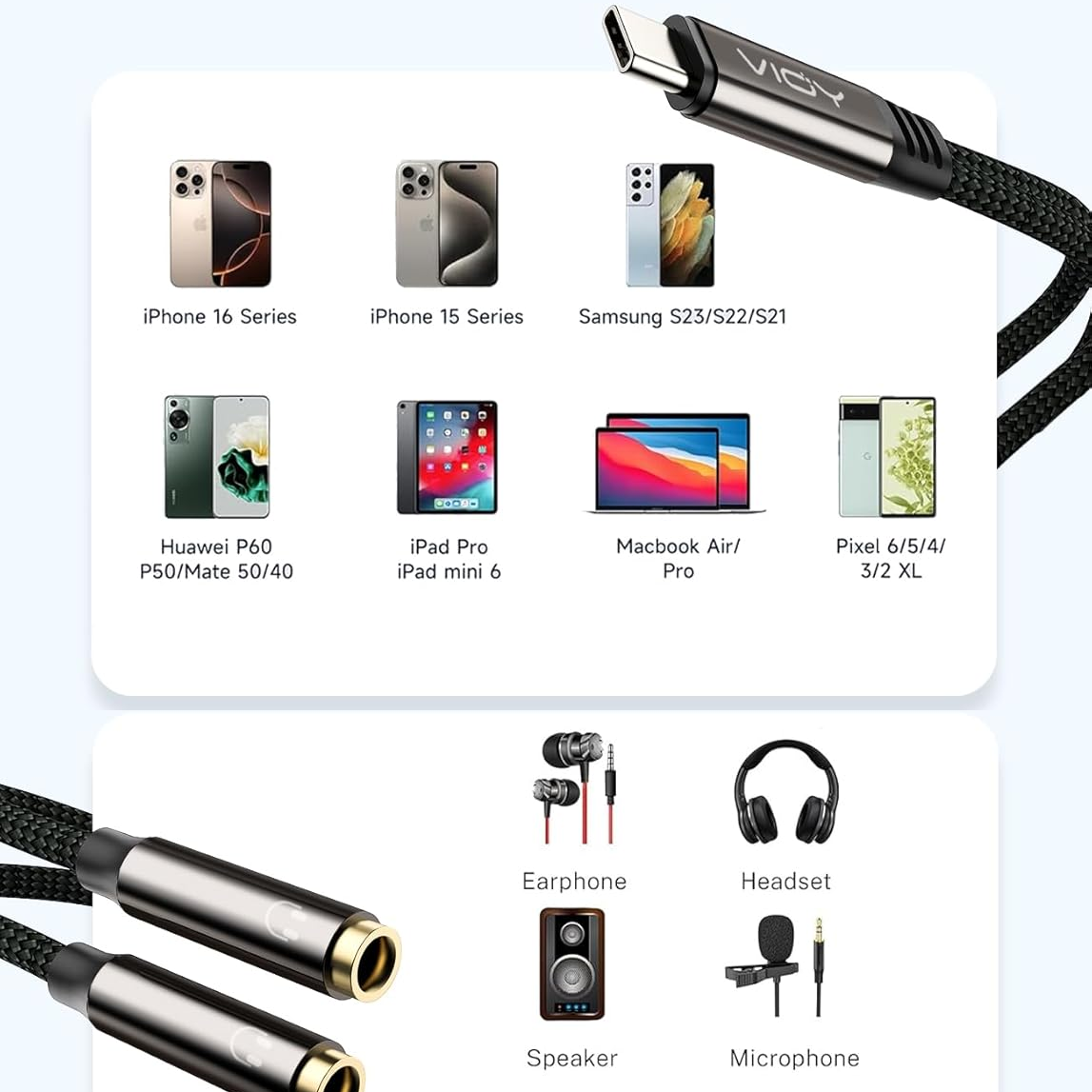 USB C To Dual 3.5mm Female Hea - Audio Splitter Y บทวิจารณ์และราคา