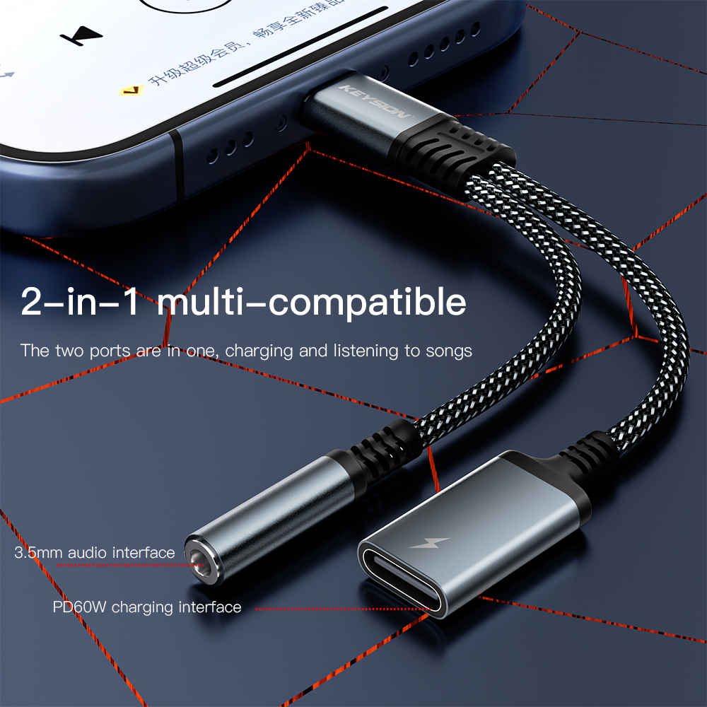 KEYSION 2 in 1 Type C to 3.5mm - Earphone Splitter Jack บทวิจารณ์และราคา