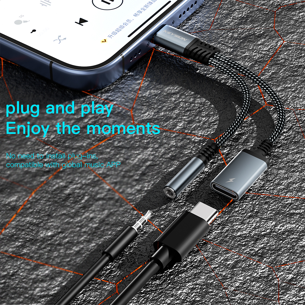 KEYSION 2 in 1 Type C to 3.5mm - Earphone Splitter Jack บทวิจารณ์และราคา