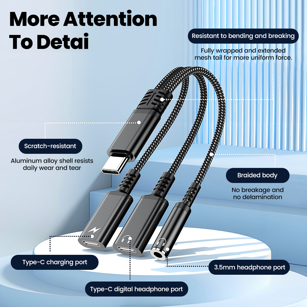 Type C Audio Adapter Cable 3in - Earphone Splitter Jack บทวิจารณ์และราคา