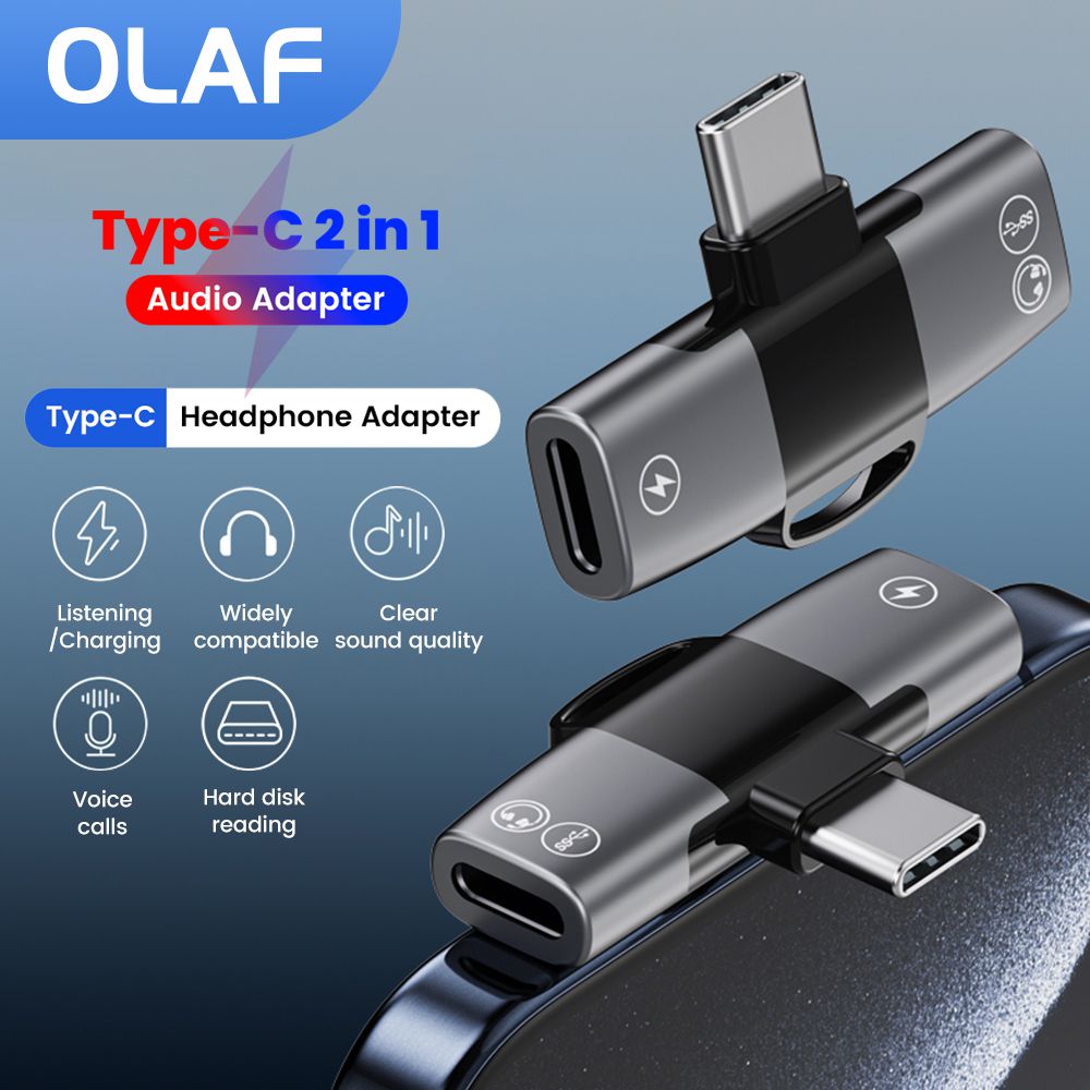 2 in 1 Type C Audio Adapter US - Earphone Splitter Jack บทวิจารณ์และราคา