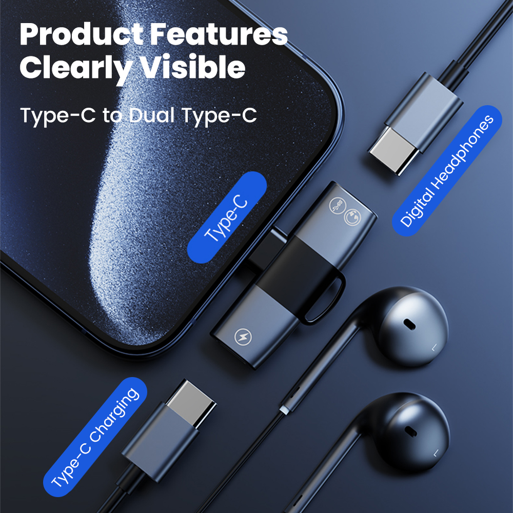 2 in 1 Type C Audio Adapter US - Earphone Splitter Jack บทวิจารณ์และราคา