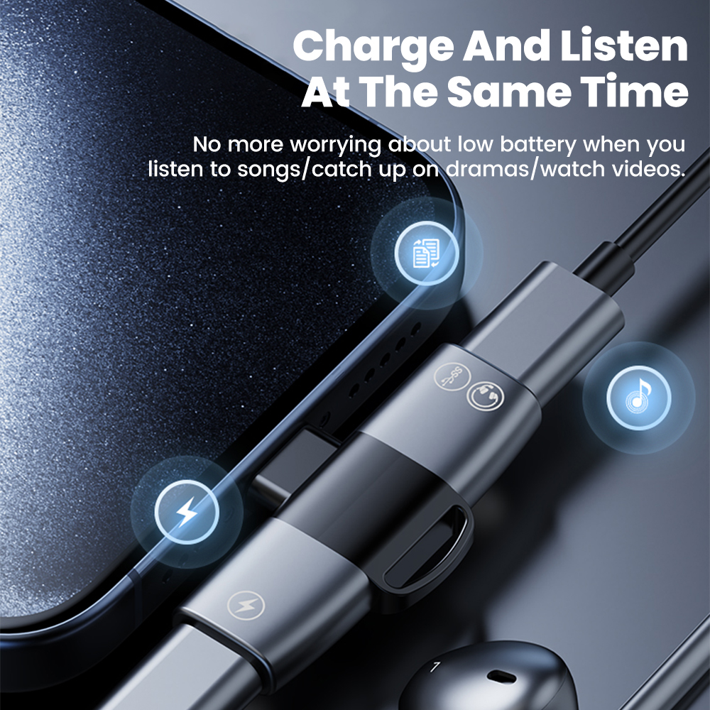2 in 1 Type C Audio Adapter US - Earphone Splitter Jack บทวิจารณ์และราคา