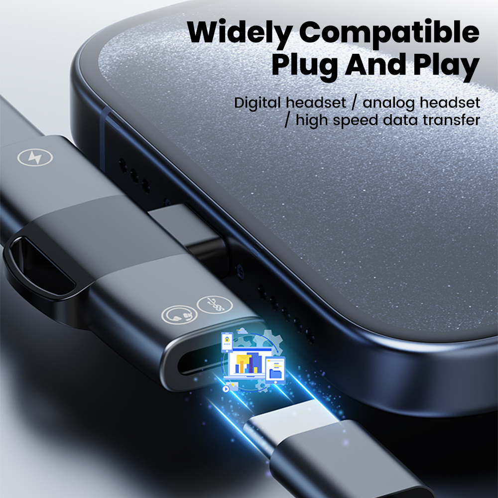 2 in 1 Type C Audio Adapter US - Earphone Splitter Jack บทวิจารณ์และราคา